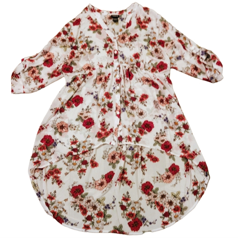 Torrid Lexie Floral Chiffon Babydoll Tunic Hi Lo‎ Top - Picture 2 of 8